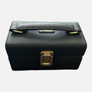St John Vintage black mini-trunk cosmetics/jewelry/evening bag with gold accents